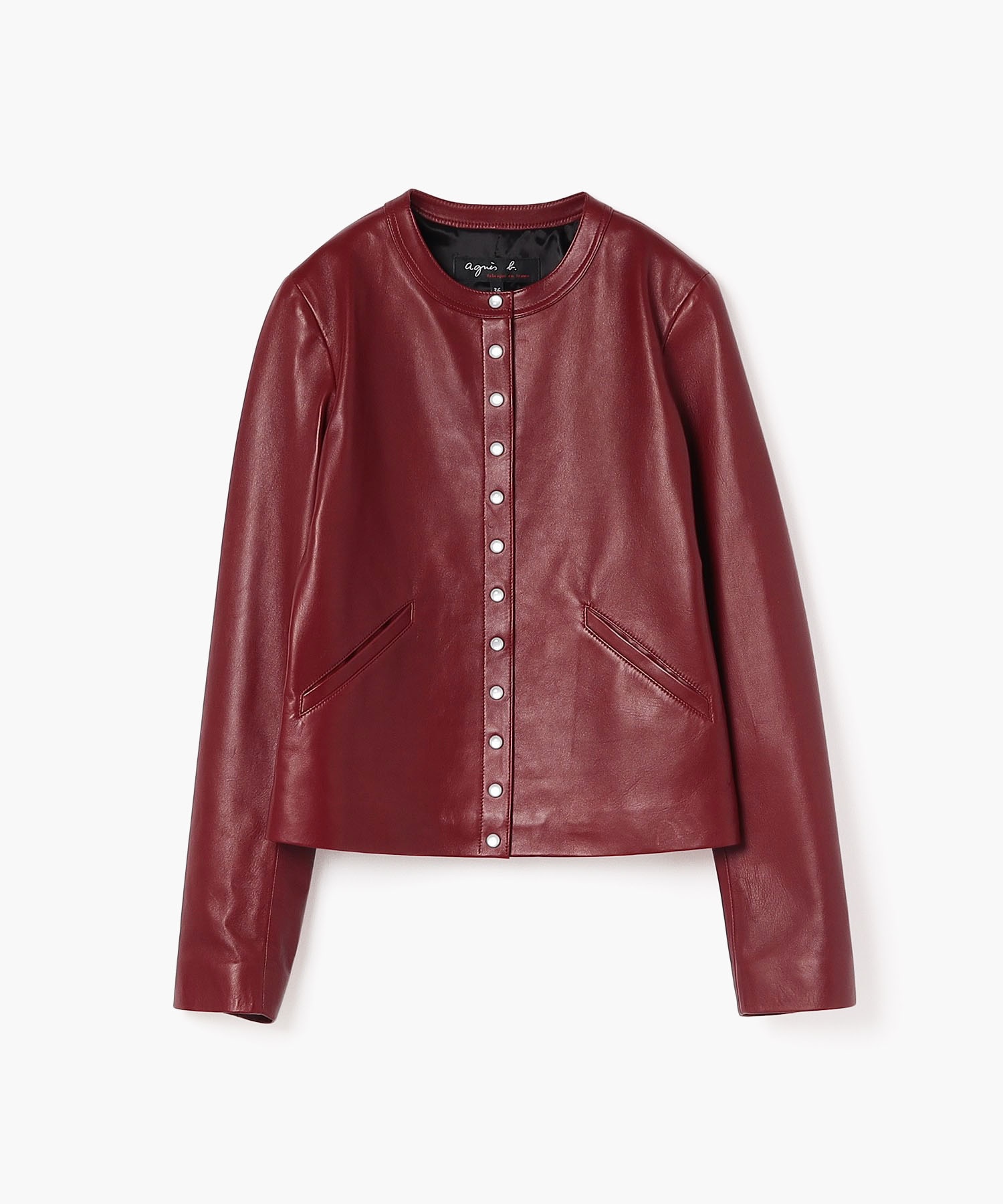未使用✨アニエスベー　カーディガンプレッション　レザー　ジャケット　ブルーグレー CU32 CARDIGAN レザーカーディガンプレッション ｜agnès b